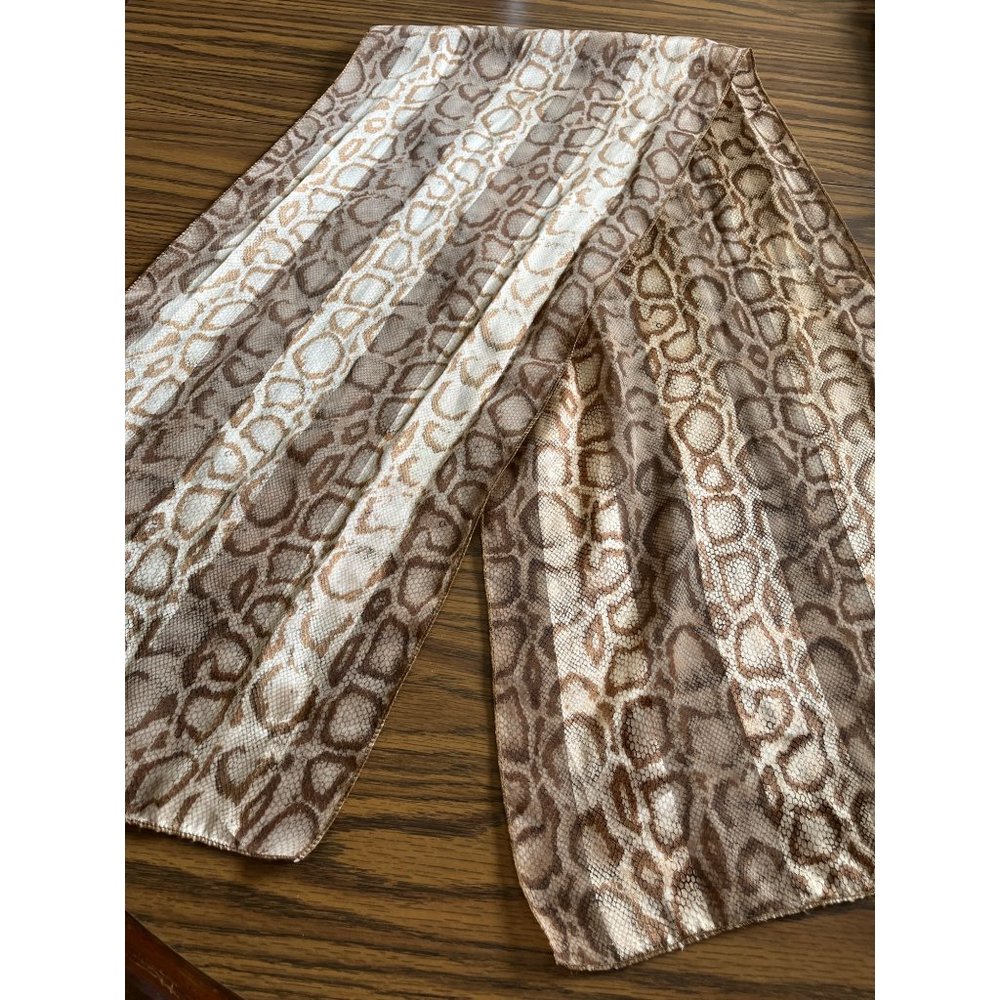 Brown and cream sheer snakeskin look scarf